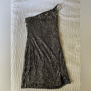 T.J.Maxx Black Sequin One Shoulder Dress